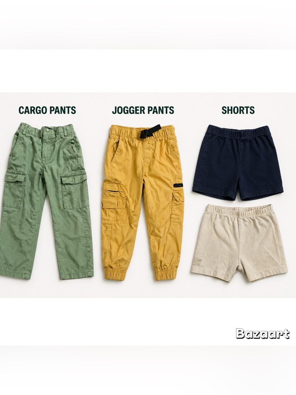 4pc Sz 5t Green & Gold Cargo Pants And White & Blue Bike Shorts - Picture 2 of 5